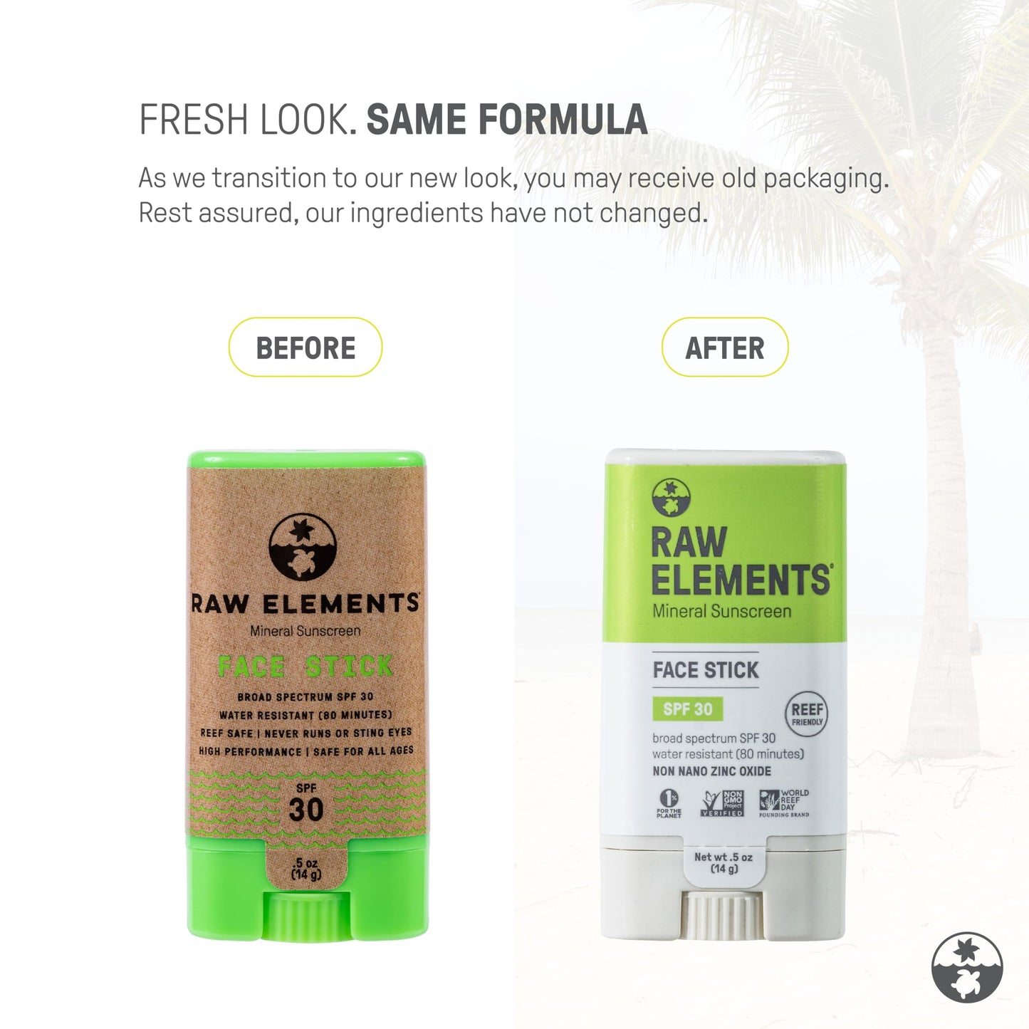 Raw Elements Face All-Natural Mineral Sunscreen Stick, Non-Nano Zinc Oxide, 95% Organic, Water-Resistant 80 Min, Reef Safe, All Ages Safe, SPF 30+