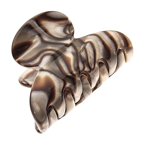 French Hair Clip for Thin or Short Hair, Mini Couture Claw Clip for Women, Strong No Slip Hold, Gentle Grip, Lightweight, Onyx Grey Faux Shell |