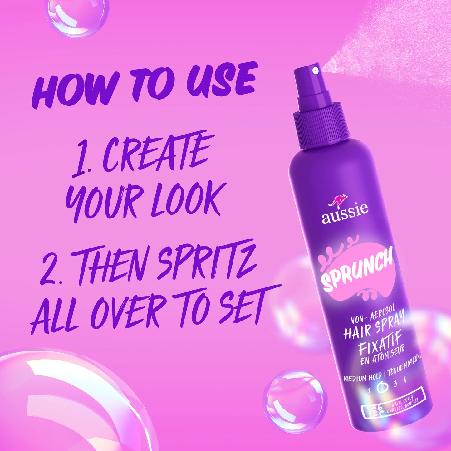 Aussie Sprunch Non-Aerosol Hair Spray for Curly Hair and Wavy Hair, 8.5 fl oz