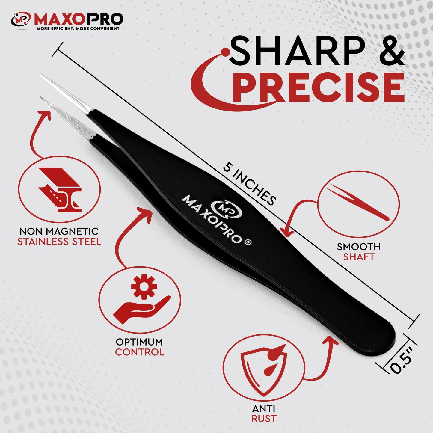 Professional Sharp Tweezers Pointed Tip | Stainless Steel, Fine Tip Needle Nose Tweezers for Women and Men | Facial & Eyebrow Hair, Ticks, Precision