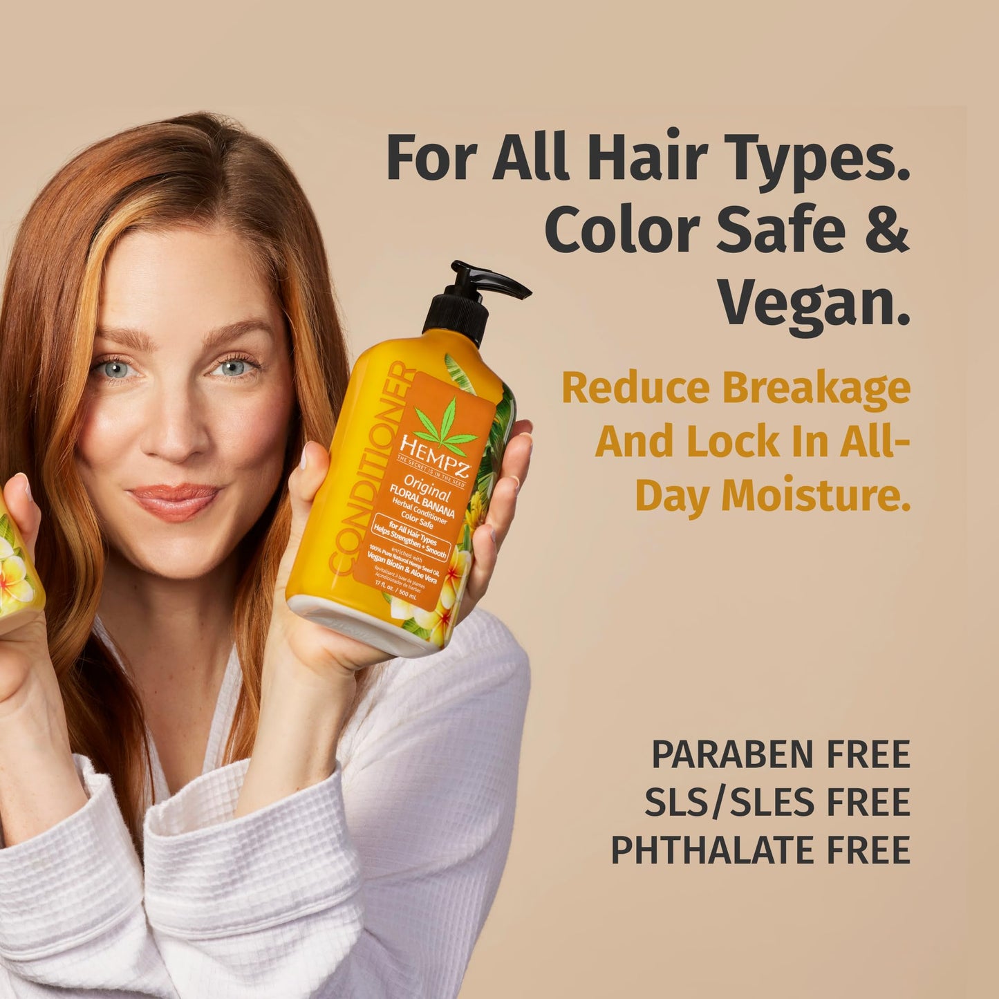 Hempz Biotin Conditioner - Original Light Floral & Banana - For Growth & Strengthening of Dry, Damaged and Color Treated Hair, Hydrating, Softening