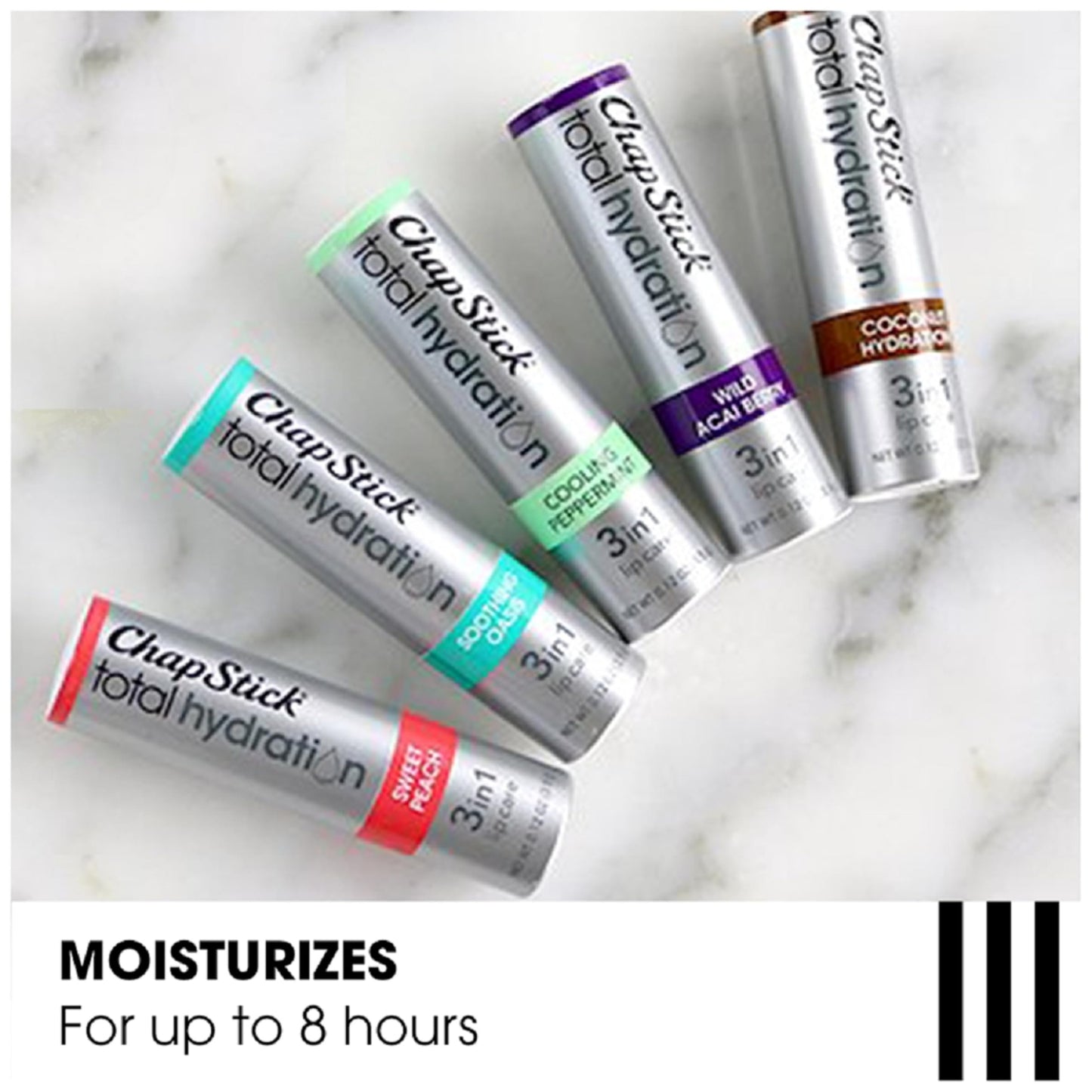 ChapStick Total Hydration Soothing Oasis Moisturizing Lip Balm Tube, Lip Balm for Lip Care - 0.12 Oz