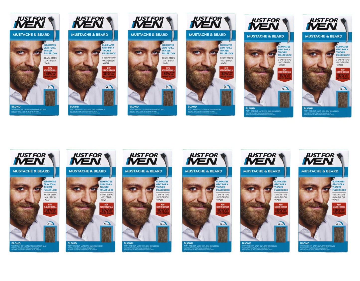 JUST FOR MEN Mustache & Beard Brush-In Color Gel, Blond M-10/15 1 Each (Pack of 12)