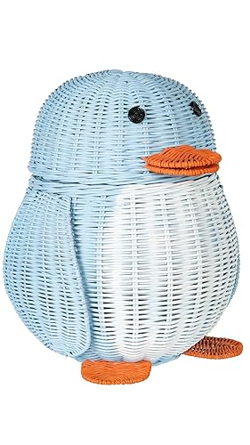 KOUBOO Wicker Penguin, Multi-Color Storage Basket Blue and White