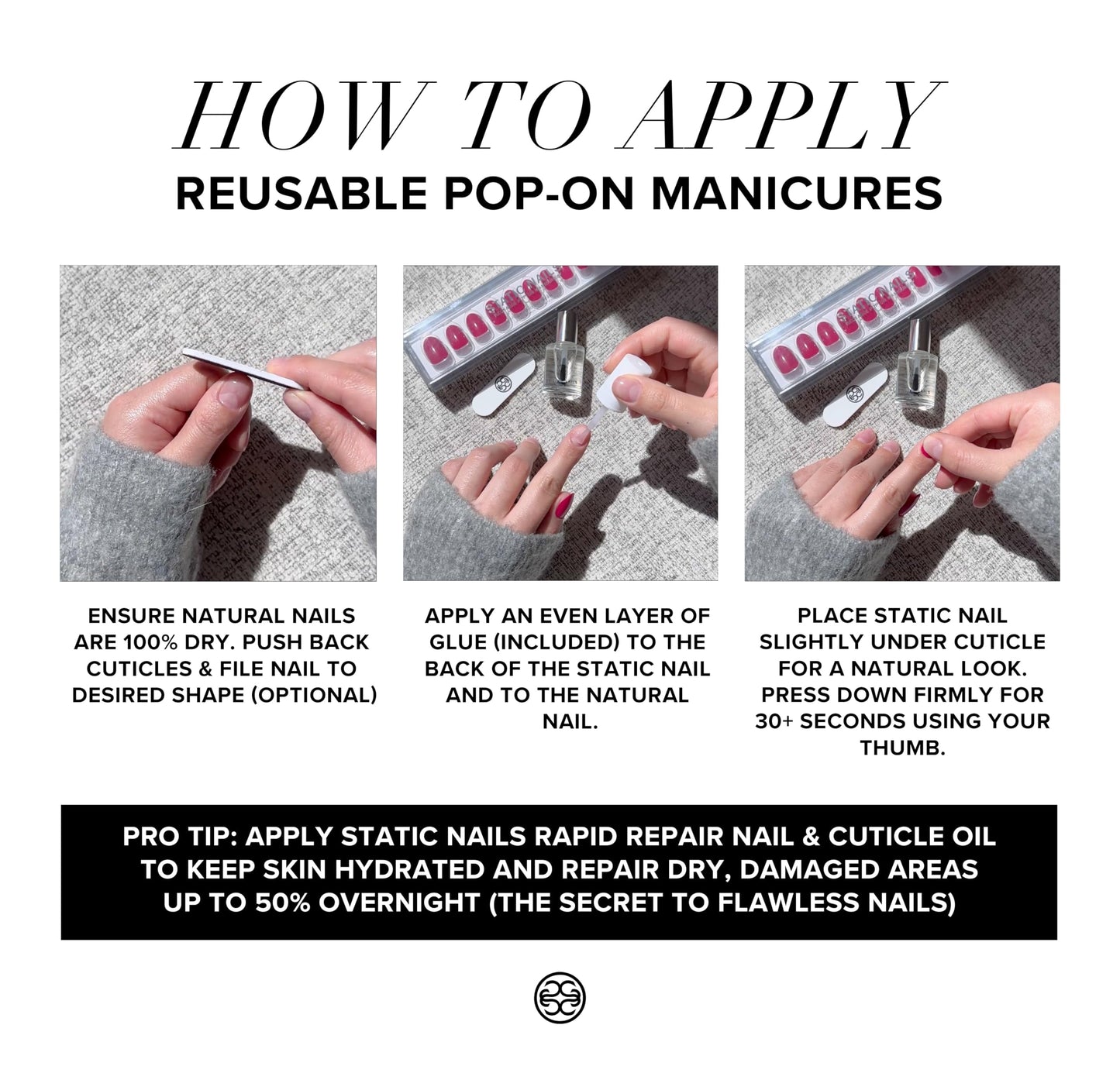 Static Nails Brush On Nail Glue for Press Ons, Pop-Ons, Acrylic/Fake Nails, and Tips | Brush On Applicator for Easy Application | Strong Bond, Mess