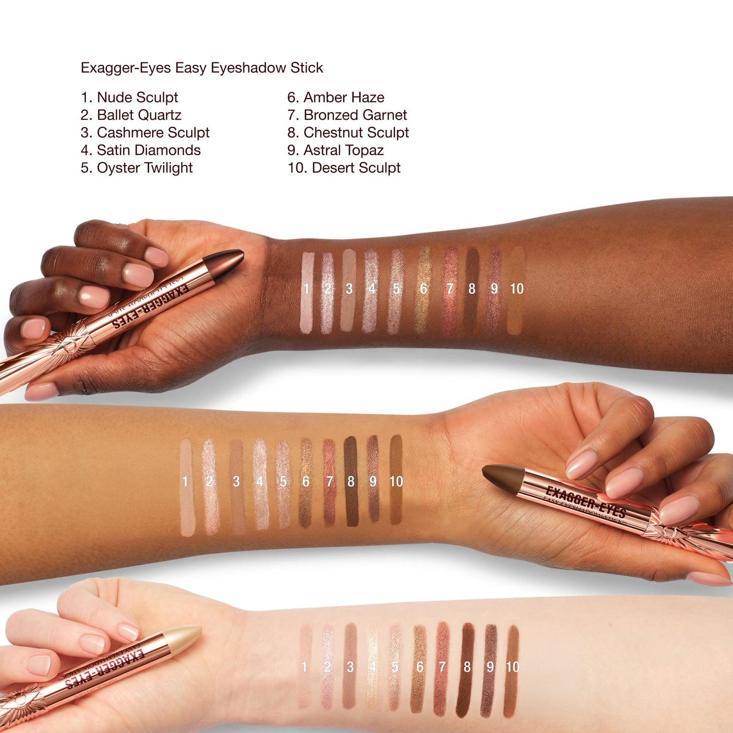Charlotte Tilbury Exagger-Eyes Easy Eyeshadow Stick, Long-Lasting, Blendable Cream, Waterproof and Crease-proof, Shimmer and Matte Finishes - Oyster Beauty and Personal Care Charlotte Tilbury