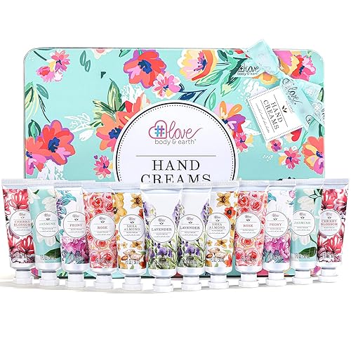 BODY & EARTH Hand Cream Gift Set for Womens Christmas Gifts, Pack of 12 Enriched with Shea Butter to Nourish Dry Hands, Hand Lotion Gift Packs, Travel
