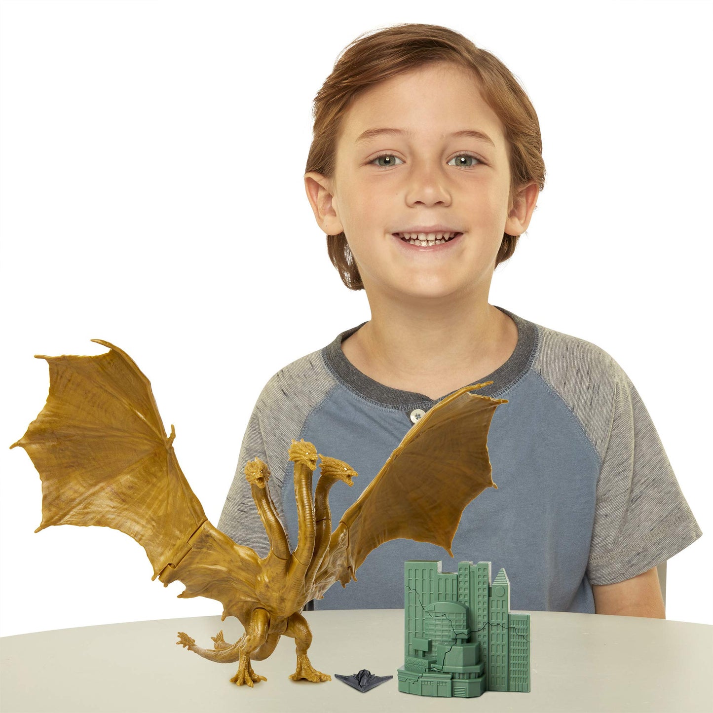Godzilla King of The Monsters: 6" King Ghidorah Articulated Action Figure with Argo Jet & Destructible City