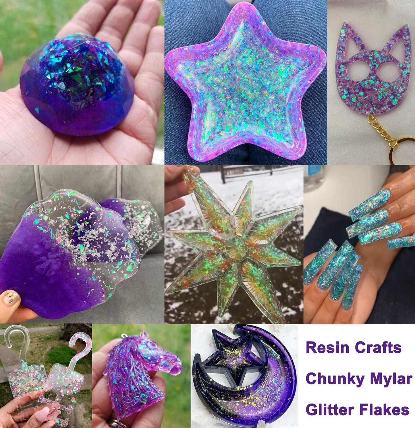12 Colors Iridescent Chunky Glitter Flakes Kit Irregular Resin Epoxy Art Craft Paint Glitters Sparkles Accessories Festival Cosmetic Body Glitter Nail