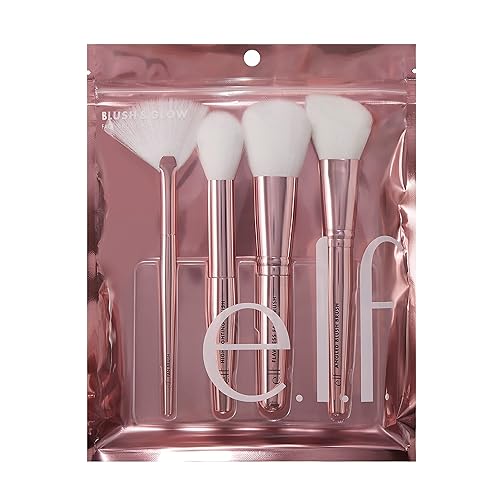 e.l.f. Cosmetics Blush & Glow Brush Kit, Blushes For Applying Powder, Blush, Bronzer & Highlighter, Creates A Seamless Finish