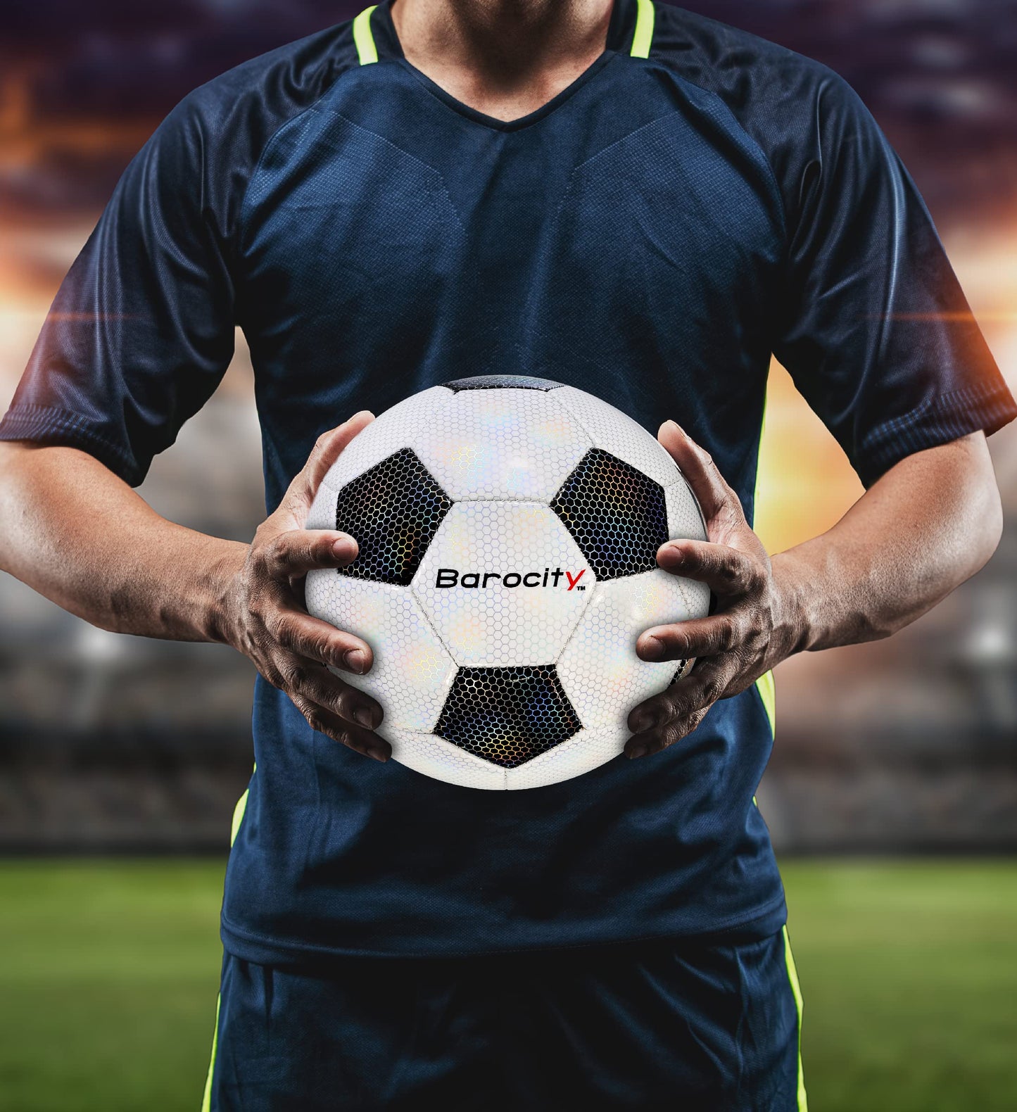 Barocity Classic Black & White Soccer Ball, Size 4, Rainbow Pattern