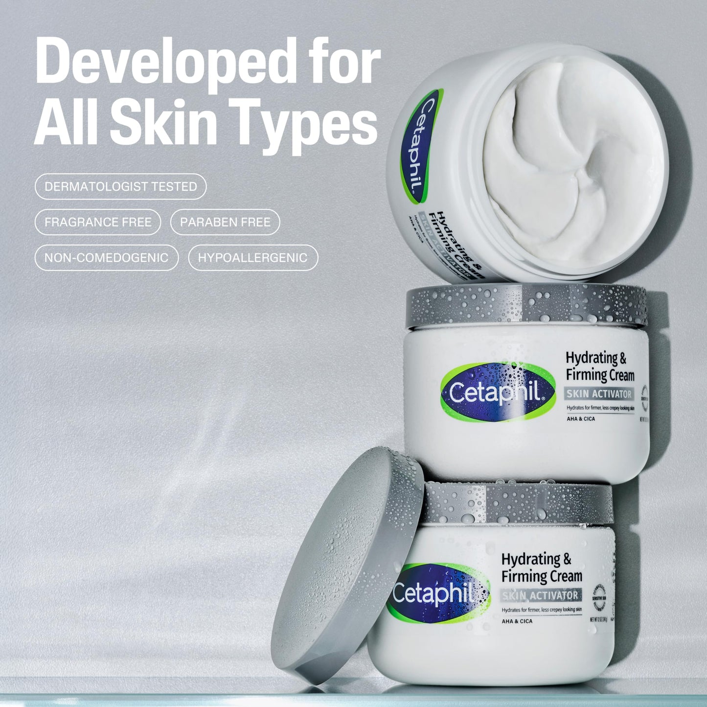 Cetaphil Skin Activator Hydrating & Firming Body Cream 12oz, Mandelic Acid (AHA) and Centella Asiatica (CICA) Cream, Hydrates and Firms Aging Skin