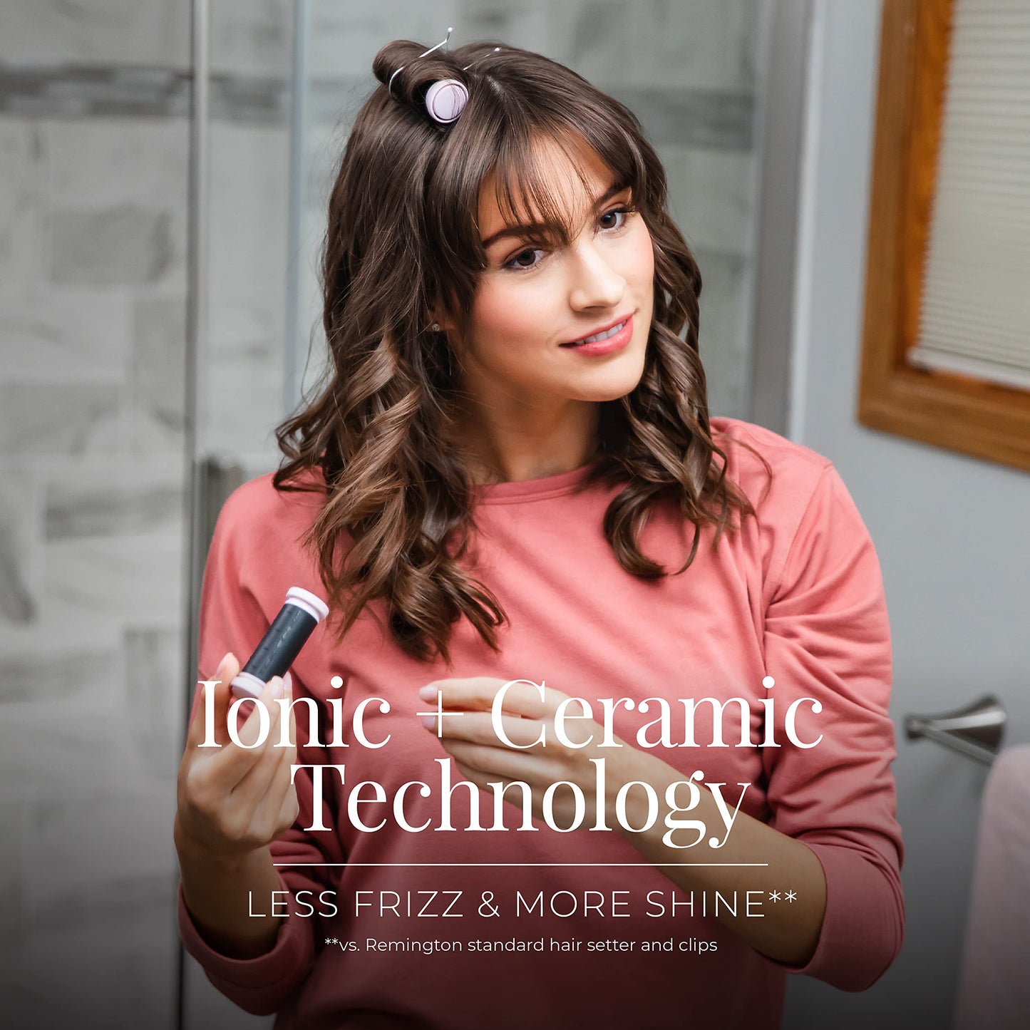 Remington Compact Ceramic Dual Voltage Hot Rollers for Long and Short Hair, Hair Setters, Hair Curlers, 1-1 ¼" Purple/Black, 10 Piece Set