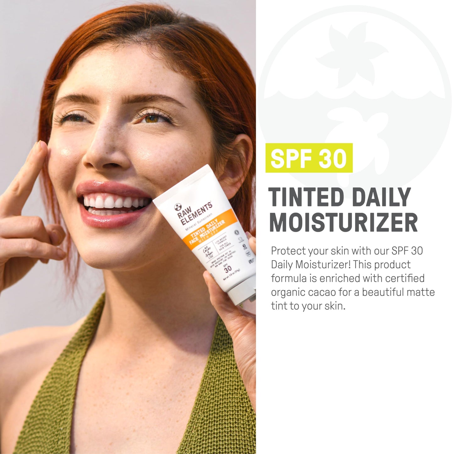 Raw Elements Tinted Daily Face Moisturizer All-Natural Mineral Sunscreen | Non-Nano Zinc Oxide, 95% Organic, Reef Safe, SPF 30, in Bio-Resin Tube