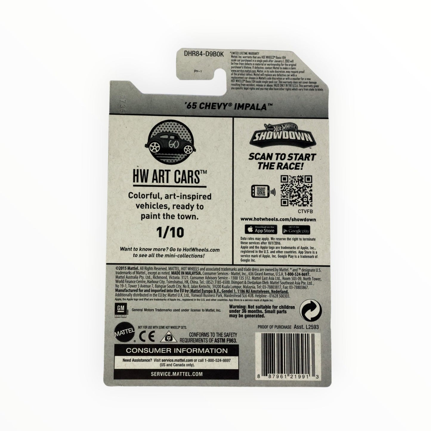 Hot Wheels 2016 HW Art Cars '65 Chevy Impala 191/250, White