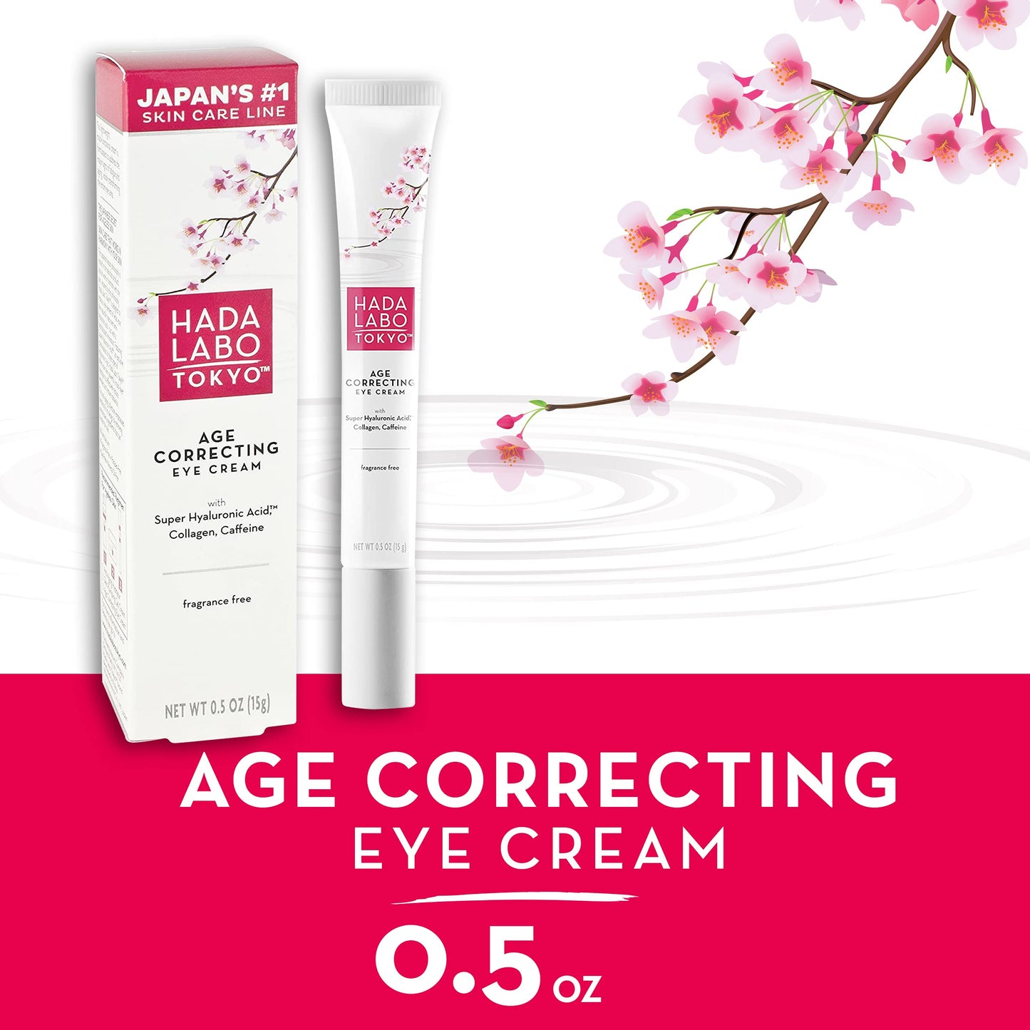 Hada Labo Tokyo Age Correcting Eye Cream, Anti-Aging Super Hyaluronic Acid, Collagen & Caffeine Reduce Wrinkles, Dark Circles & Under Eye Puffiness