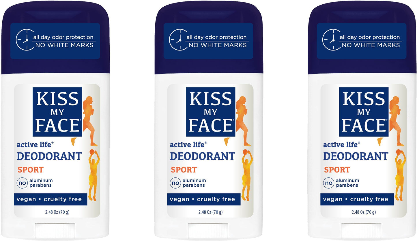 Kiss My Face Signature Bundles - Active Life Aluminum Free Deodorant, Sport, 7.44 oz, 3 Count (Packaging May Vary) Beauty and Personal Care Kiss My Face