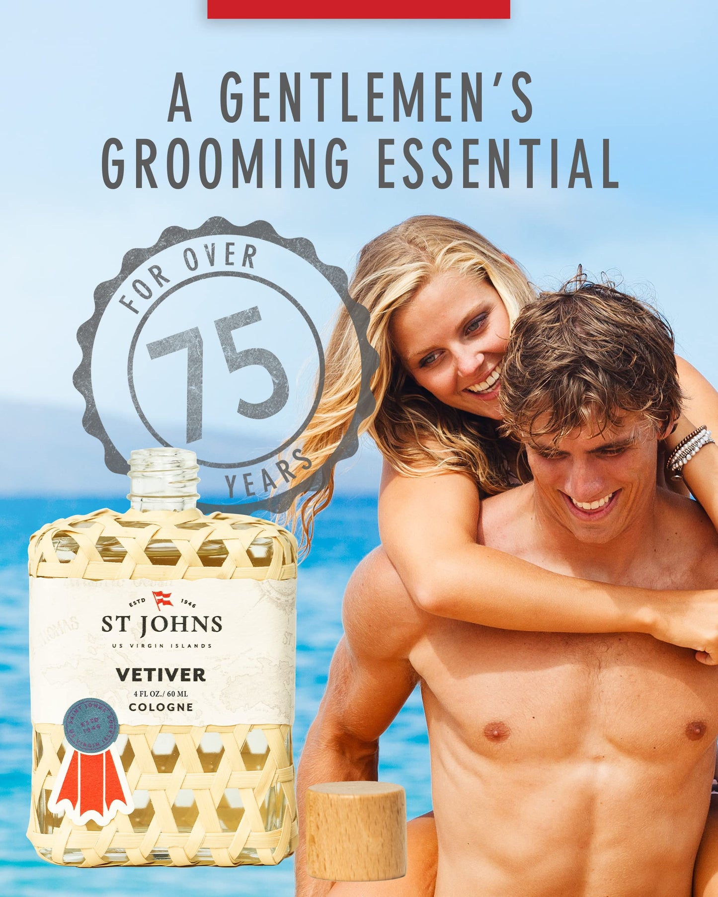 St. John Classic Vetiver Cologne | New Virgin Islands Inspired Fresh Cologne Scent | Sophisticated Cologne Fragrance for Men (4 oz)