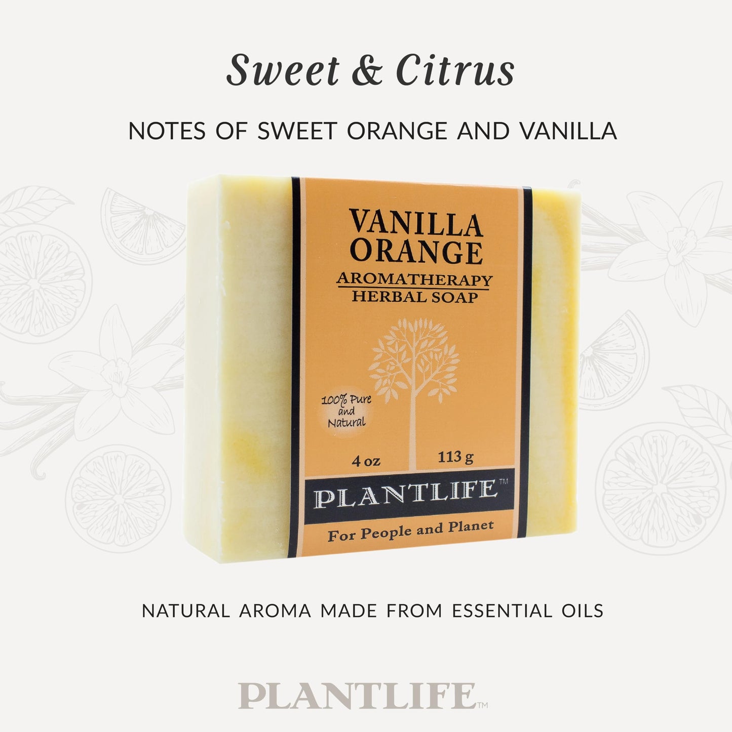 Plantlife Vanilla Orange Bar Soap - Moisturizing and Soothing Soap for Your Skin - Hand Crafted Using Plant-Based Ingredients - Made in California 4oz
