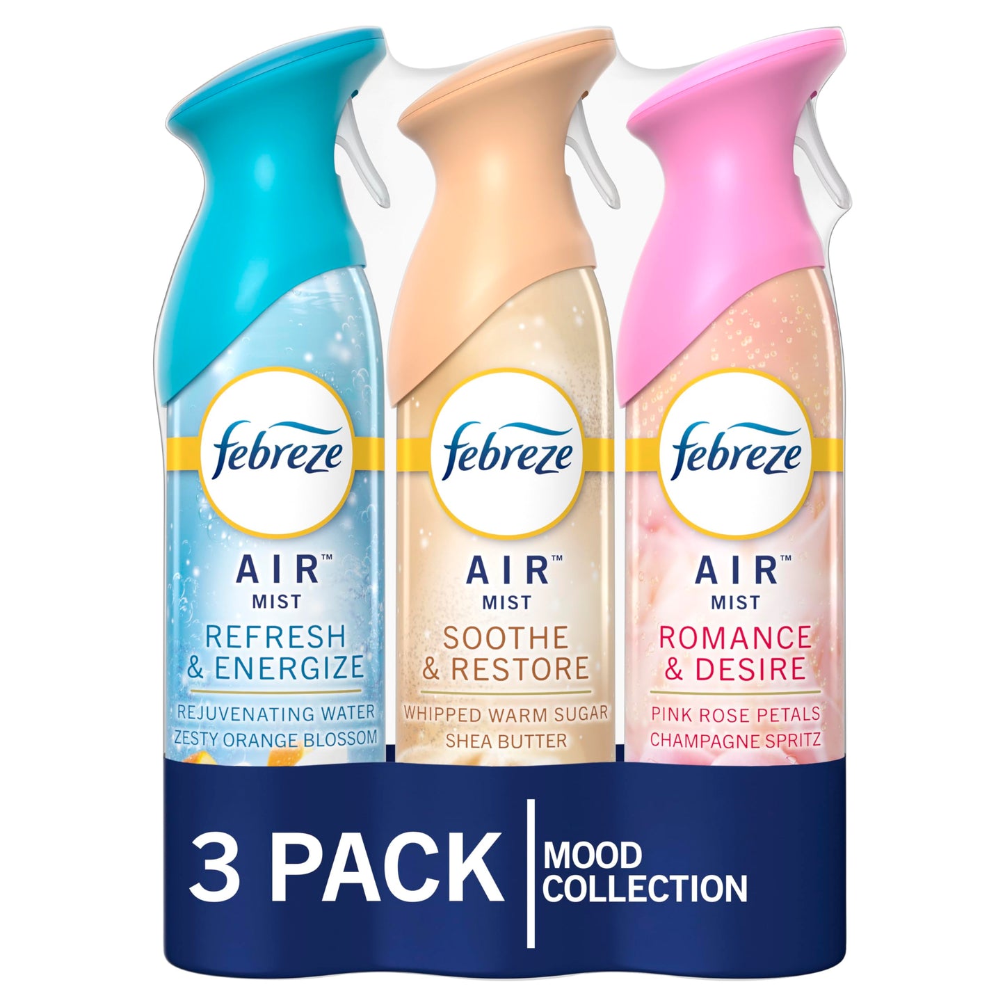 Febreze Air Mist Freshener Spray, Odor-Fighting Room Spray for Home, Bathroom & Kitchen, 3 Scents, 8.8oz Each, 3-Pack Aerosol Cans
