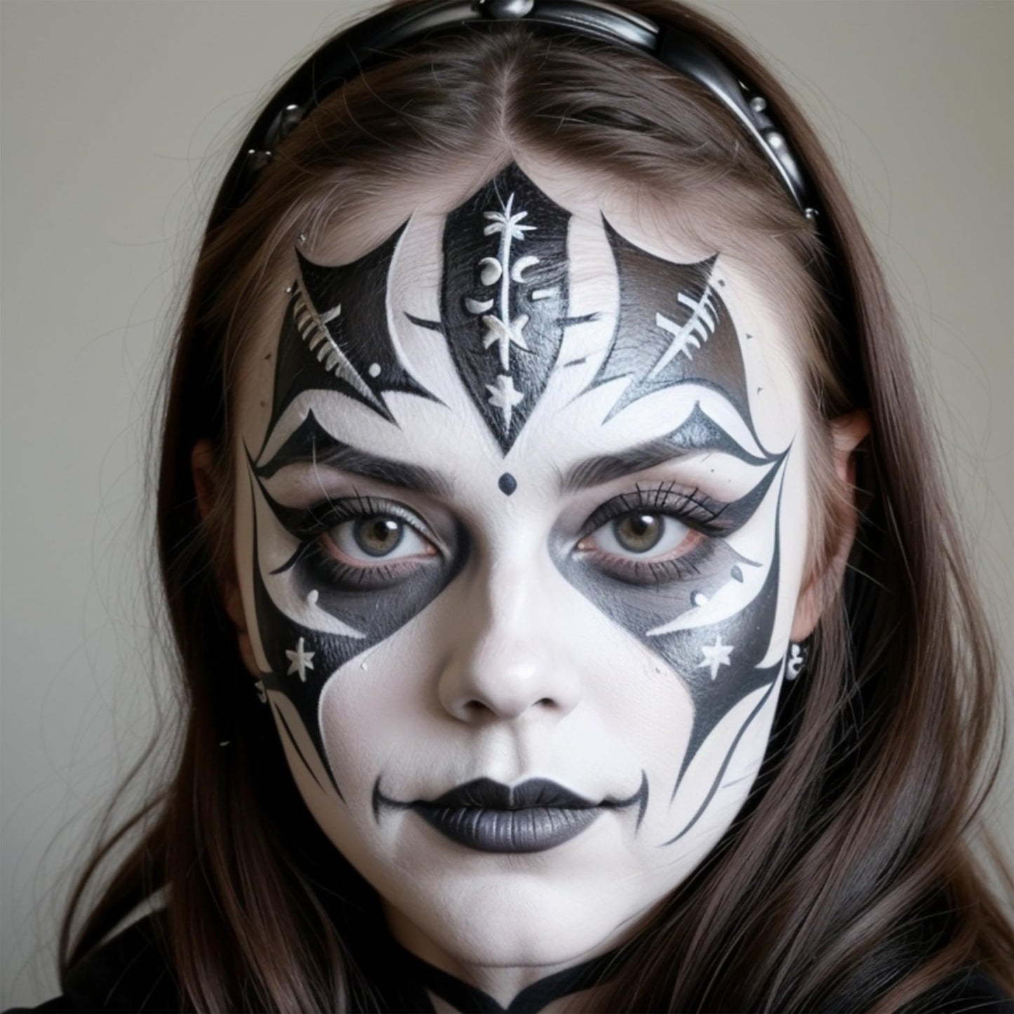 Spooktacular Creations Halloween Makeup Palette 3 Colors Skeleton Face Body Paint with Double-headed Brush for Adult Cosplay SFX Makeup Cosplay Dress