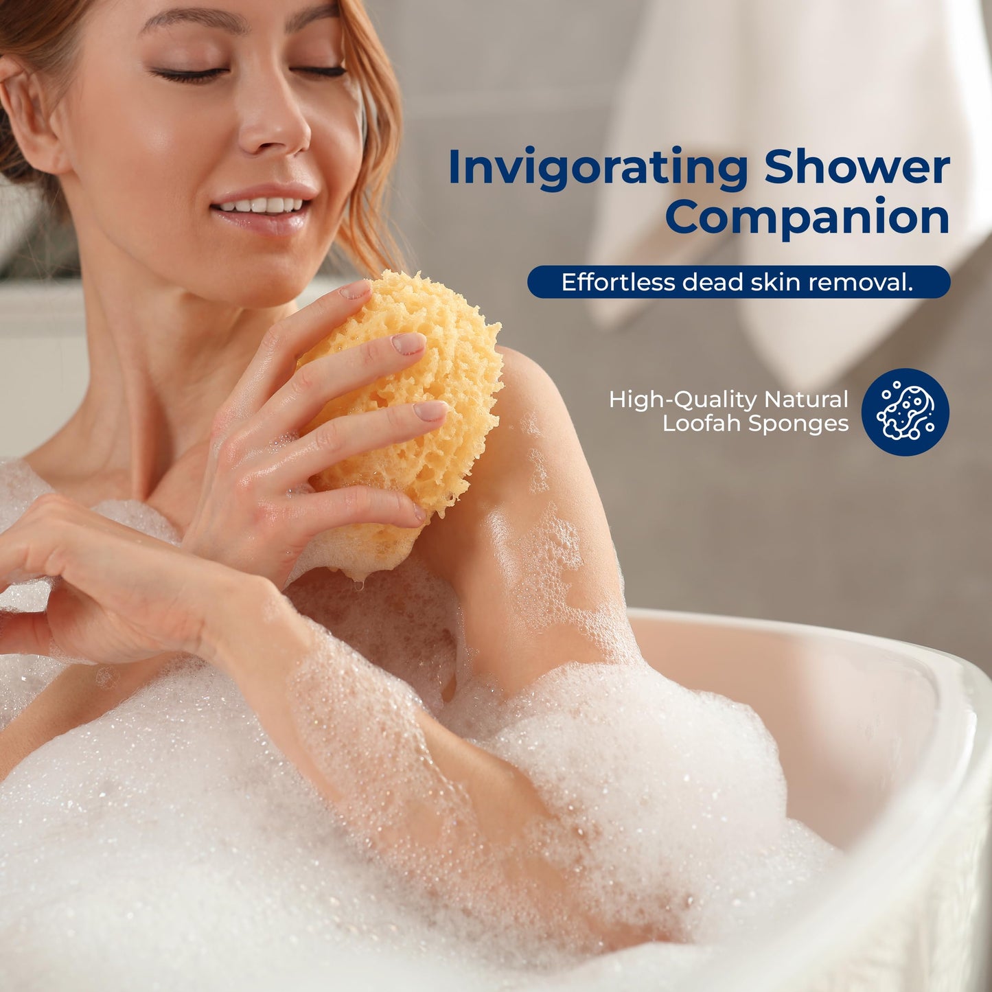 Serenelife Loofah and Sponge - Exfoliating Scrubber for Body Care in Bath Spa Shower, Remove Dead Skin, Great for Bathing and Scrubbing, Bathroom