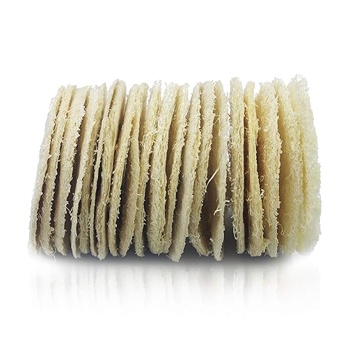 Bleu Bath (15 Pack) Mini-Sized Exfoliating Complexion Pure Loofah Face Pad Renewable Shower Scrubber Sponge Smooth Disc Pad Scrubber Makeup Cleanser