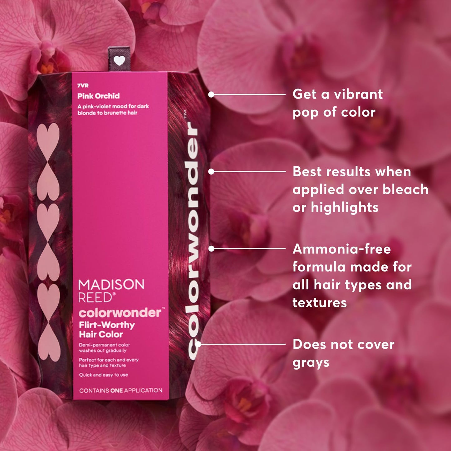 Madison Reed ColorWonder Demi-Permanent Hair Color Kit - 7VR Pink Violet (Pink Orchid) | Bold Pink-Violet Pop, Lasts 25 Washes, Ammonia-Free