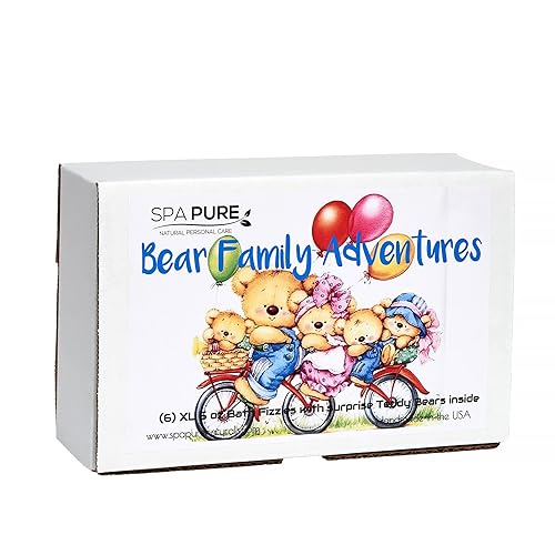 Bath Bomb Fizzies with Surprise: 6 Bear Family Toys Inside Bath Bombs, Huge Balls (5 oz) Safe, Great for Bubble Baths, Perfect for Little Girls…