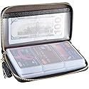 Easyoulife Credit Card Holder Wallet Womens Zipper Leather Case Purse RFID Blocking (Black)