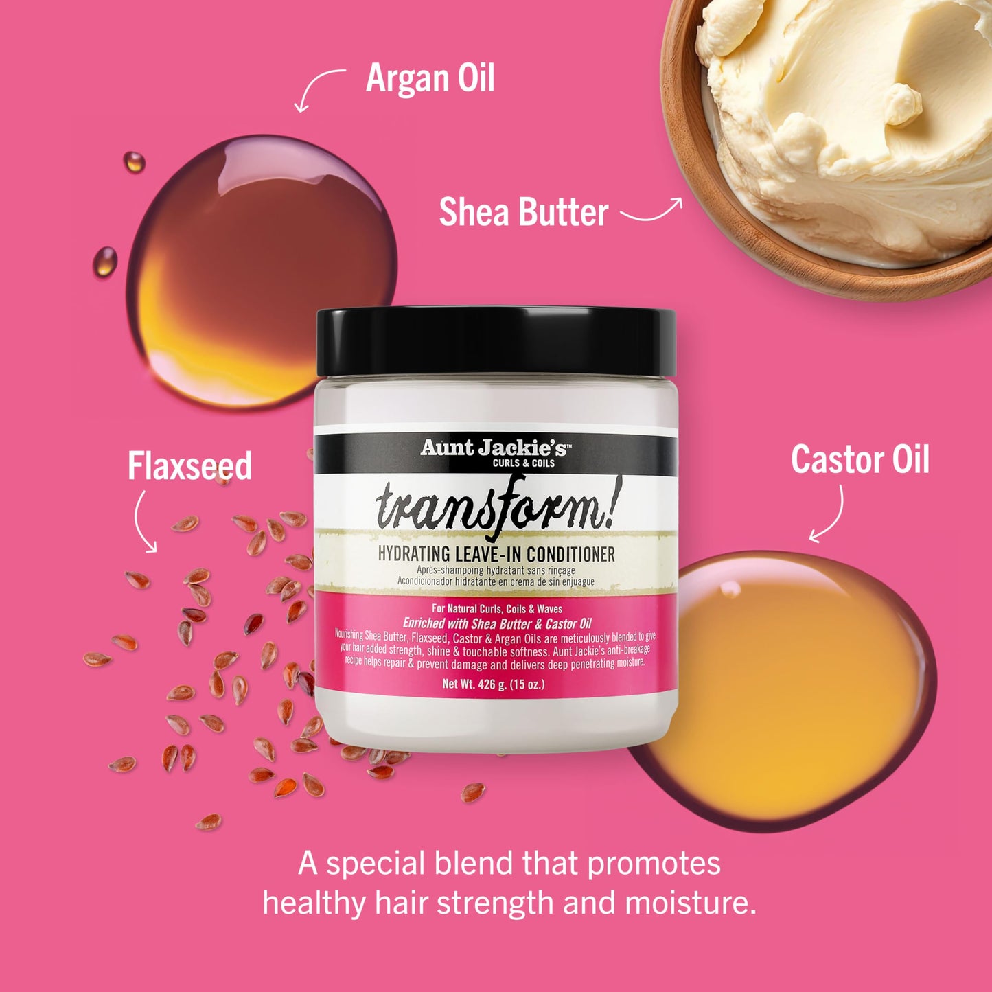 Aunt Jackie's Curls and Coils Transform Hydrating Leave-In Creme Conditioner for All Hair Types and Textures, 15 oz Beauty and Personal Care Aunt Jackie's