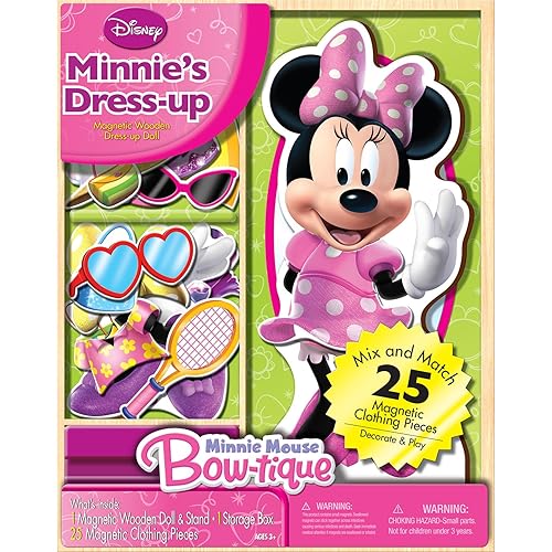 Bendon Disney Minnie Mouse Wooden Magnetic Playset, 25-Piece