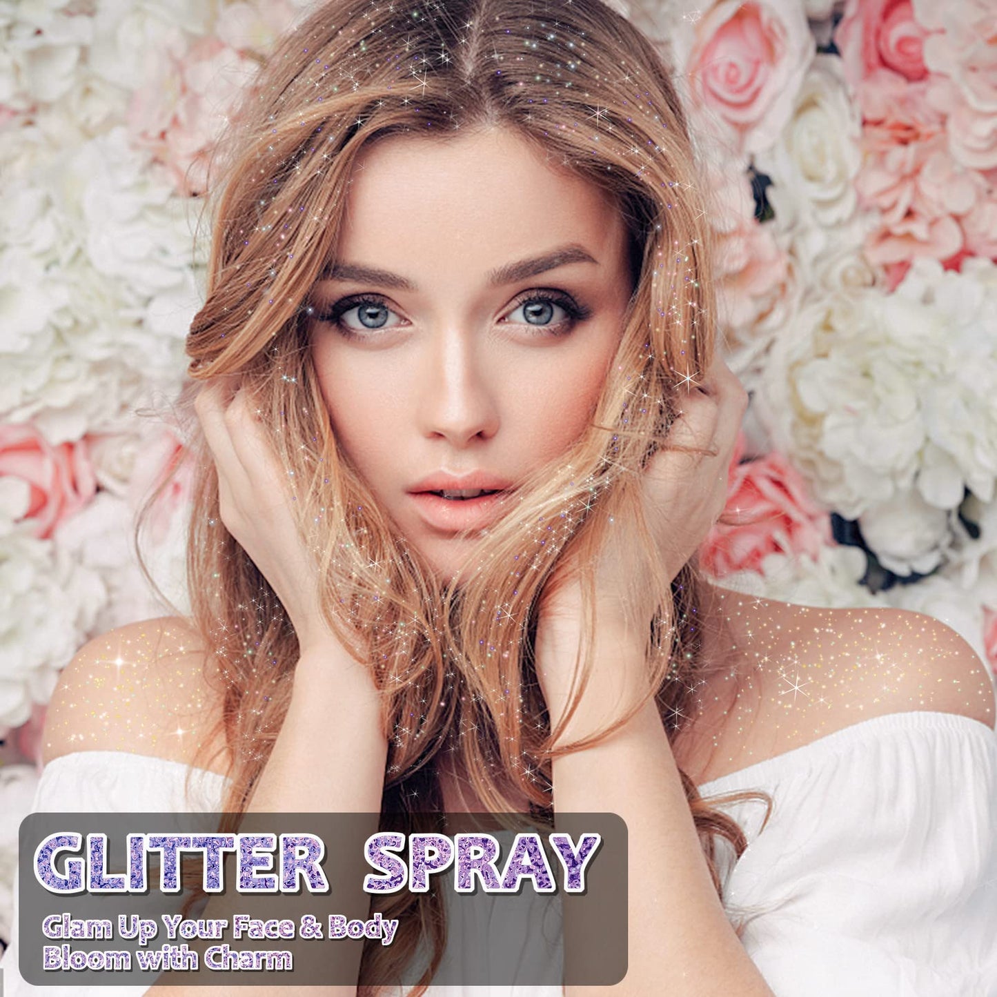Body Glitter Spray, Silver Glitter Spray for Hair and Body, Include 1 Jar of Refills