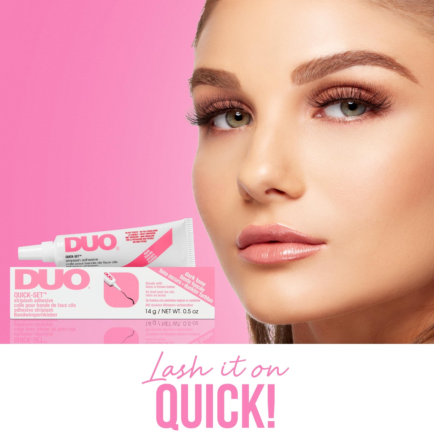 DUO Quick-Set Strong Hold Eyelash Lash Glue - Dark Tone, Waterproof, Fast Drying Strip Lash Adhesive for Black & Brown Lashes, 0.5 oz