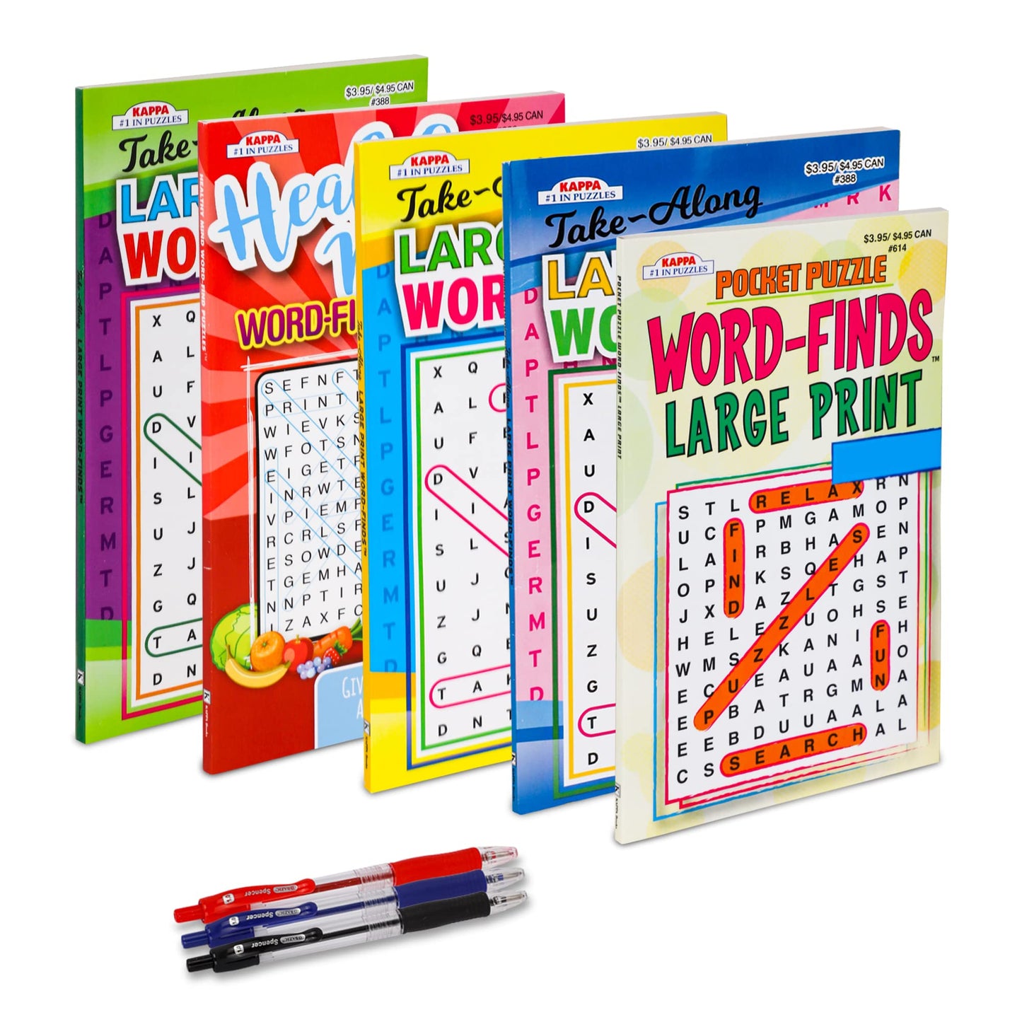5-Pack Travel Puzzle Books – 450+ Sudoku & Large Print Word Search for Adults & Seniors, Brain Stimulation Variety Pack, 8x5 Digest