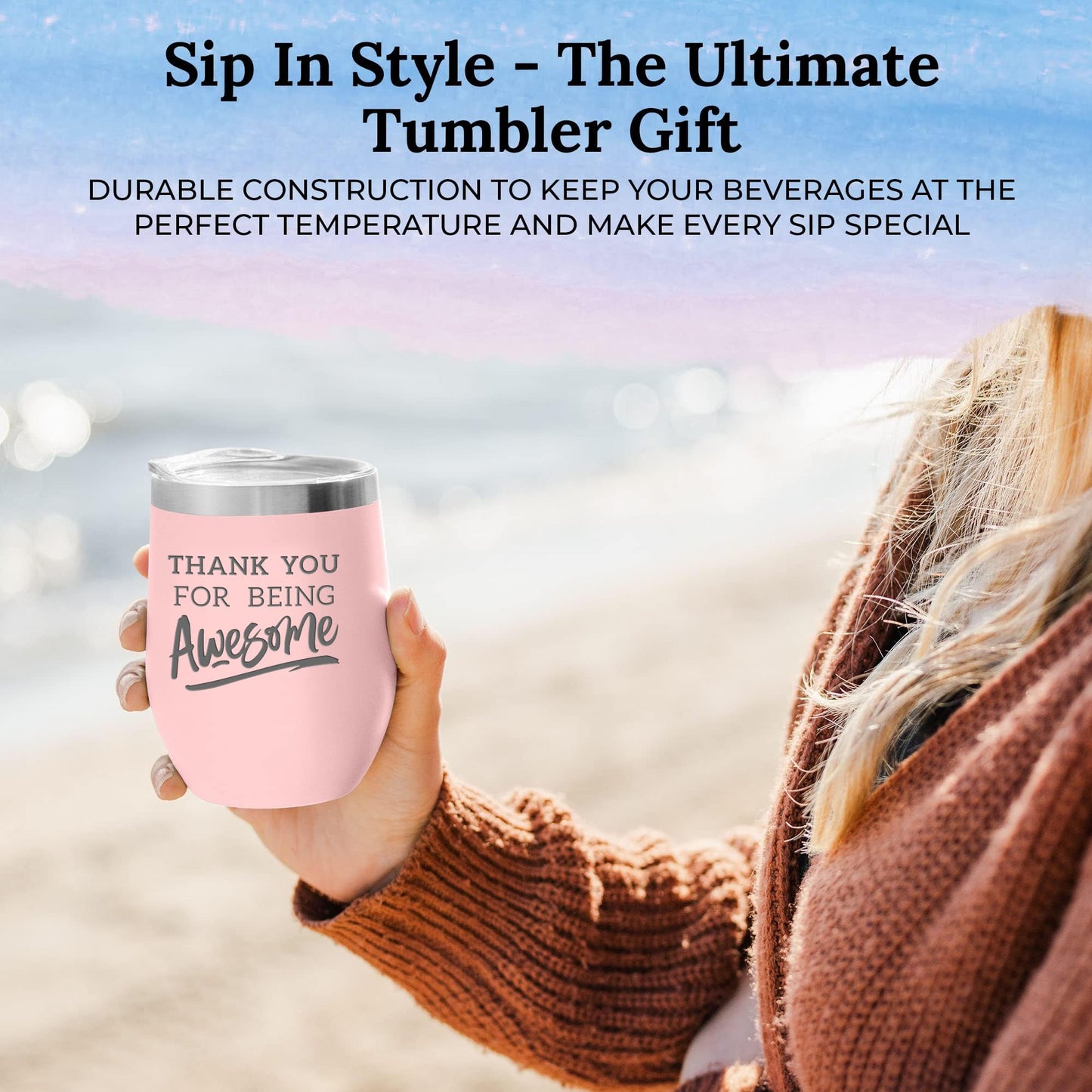 Sodilly Thank You Spa Gift Box – Relaxing Bath Set with Blush Tumbler | Appreciation Gifts for Women, Teacher, Nurse, Boss, Coworker & Friends