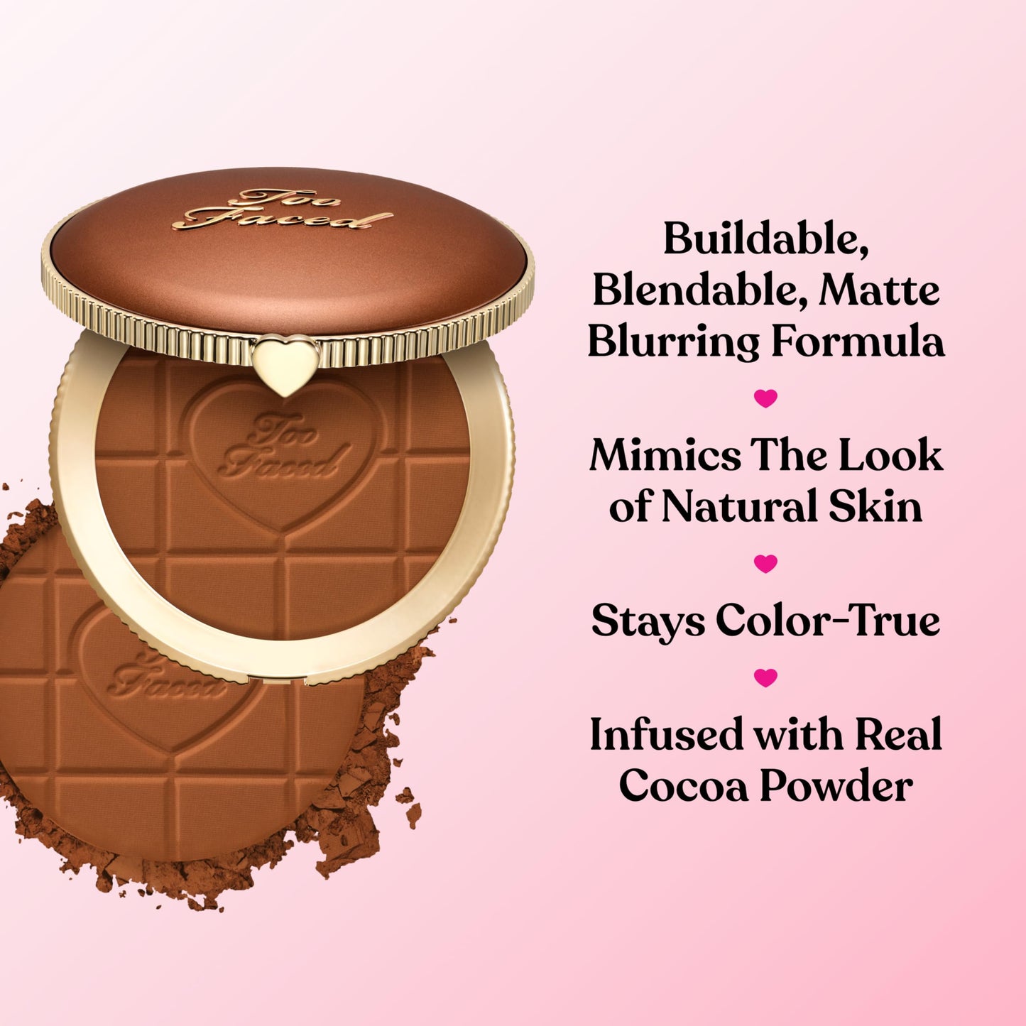 Too Faced Chocolate Soleil Matte Blurring Bronzer | Matte Bronzer Powder that Mimics Natural Skin for Blurred Sun-Kissed Effect, Chocolate Soleil