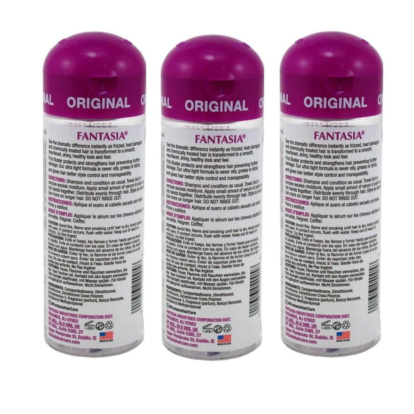 Fantasia Serum Frizz Buster 6 Ounce Bonus (177ml) (3 Pack)