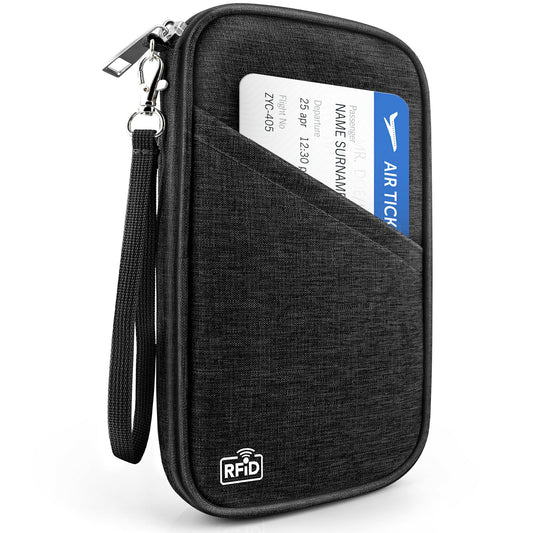 RFID Passport Holder & Travel Wallet – Waterproof Family Organizer for Cards, ID, Money, Tickets, Boarding Pass with Zipper