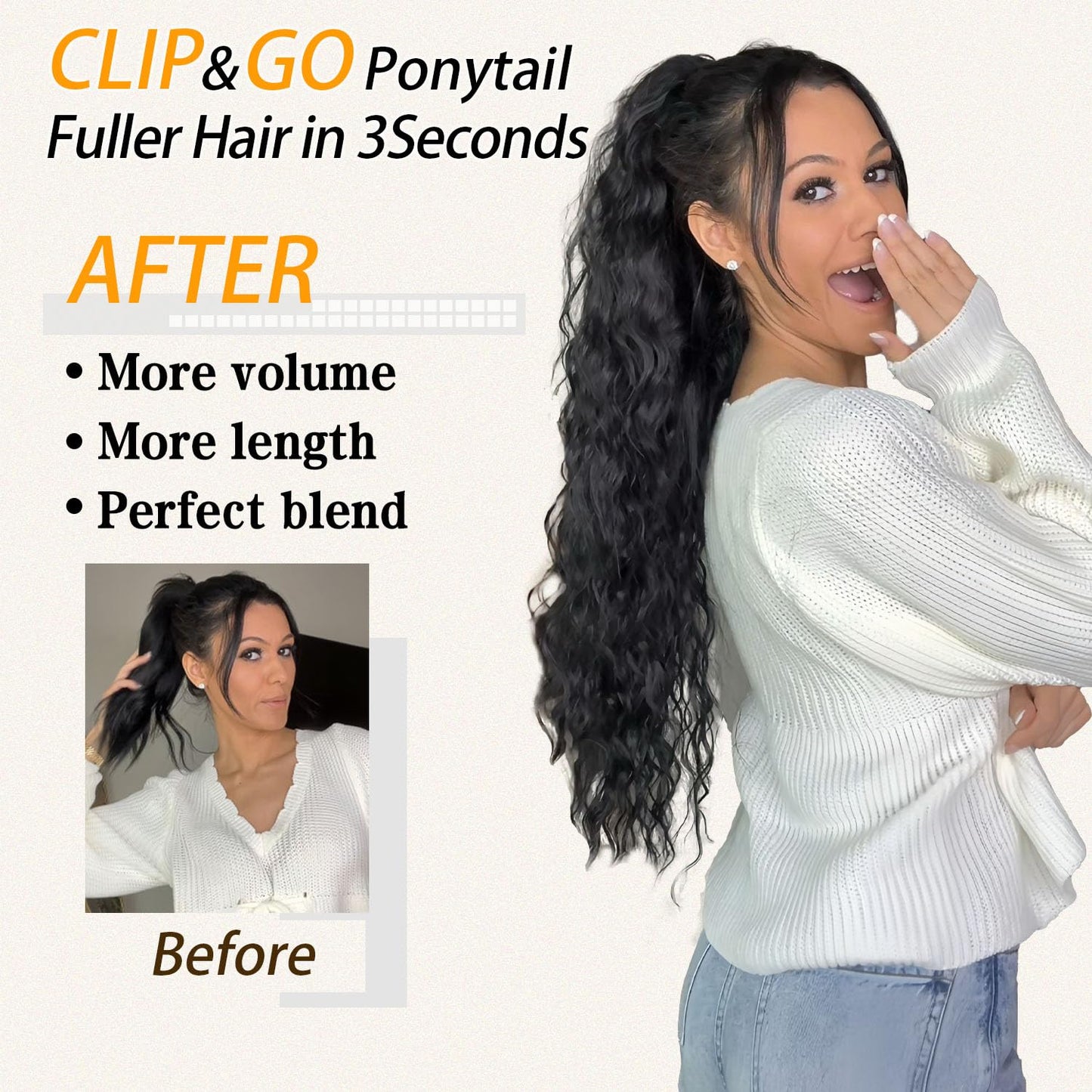ORSUNCER Ponytail Extension Claw 18" Curly Pony Tail Clip in Claw Hair Extensions Fluffy Natural Looking Synthetic Hairpiece for Women Blonde Beauty and Personal Care ORSUNCER