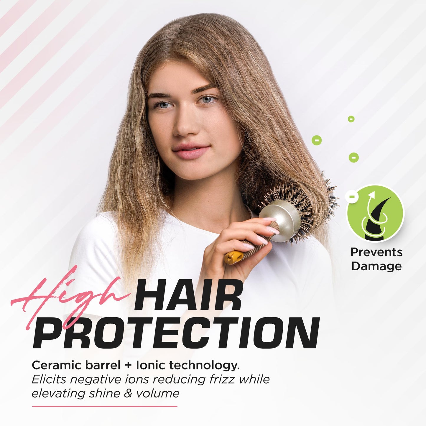 Fagaci Professional Large Round Brush with Natural Boar Bristles for Blow Drying, Nano Technology Ceramic+Ionic for Hair Styling, Volumizing