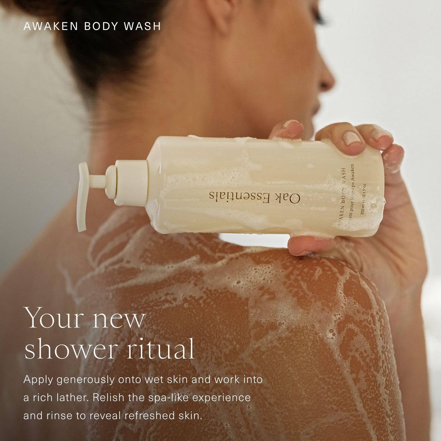 Oak Essentials Awaken Body Wash, Luxury Hydrating Shower Gel with Lavender Oil, Cedarwood Oil and Rice Bran Extract, Gentle Cleanser for Women, Ideal