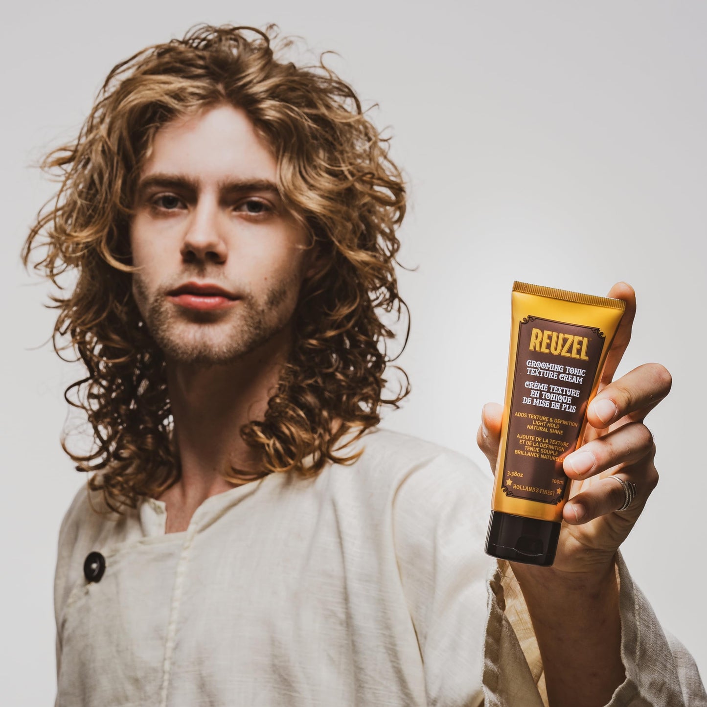 REUZEL Grooming Tonic Texture Cream, Light Hold, Curl Texture and Definition, Natural Shine, Heat Protection, For All Hair Types, 3.38oz