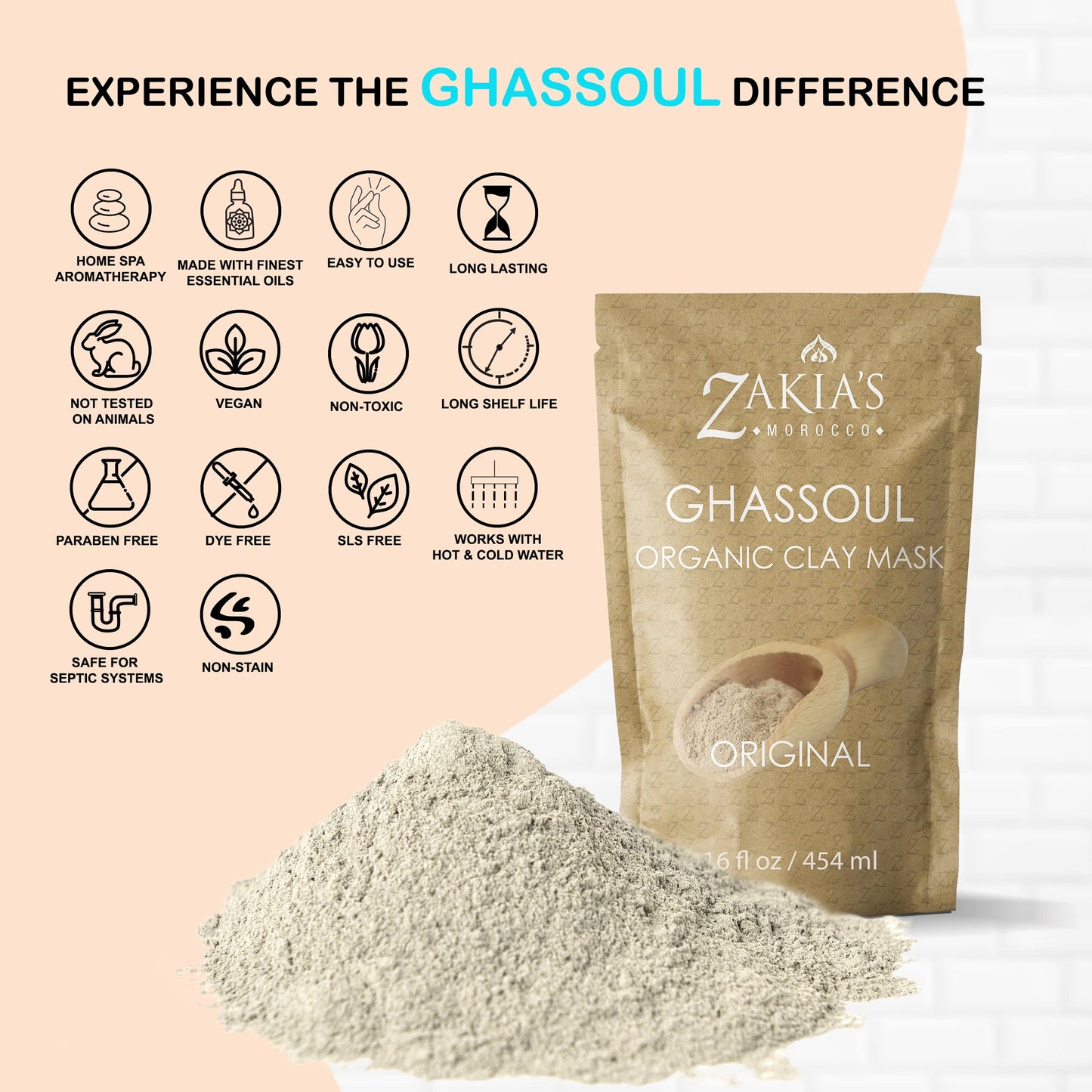 Moroccan Rhassoul Clay Mask - Organic Natural Facial and Body Clay Mask - 1 lb