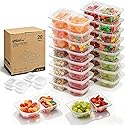 TaidMiao Reusable Snack Containers Compartment with Lids - 20 Sets Snack Containers, Double Snackle Box Compartment Condiment Containers, Snack Box…