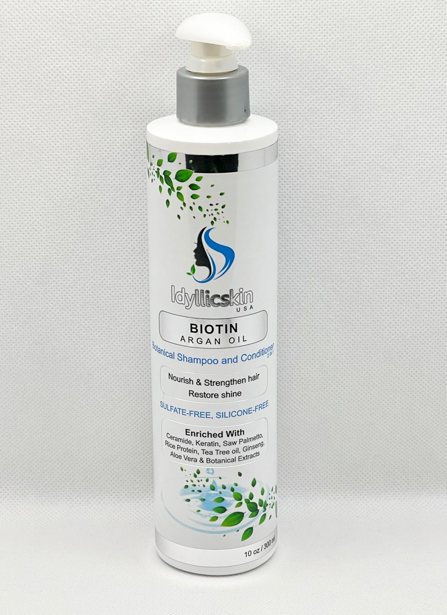 Saw Palmetto infused Biotin Argan Oil botanical shampoo and conditioner mix, 10 fl oz, Pack of 1