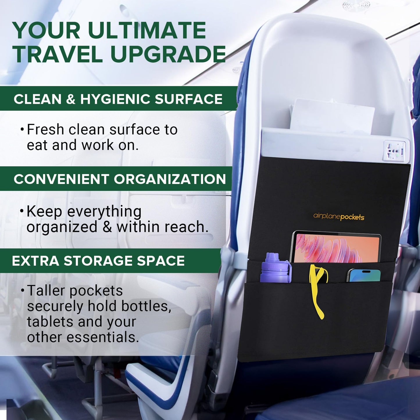 Airplane Pockets - Airplane Accessories - Plane Travel Essentials - Travel Organizer - Seat Storage Organizer - Air Travel Essentials - Seat Back Organizer - International Travel Must Haves