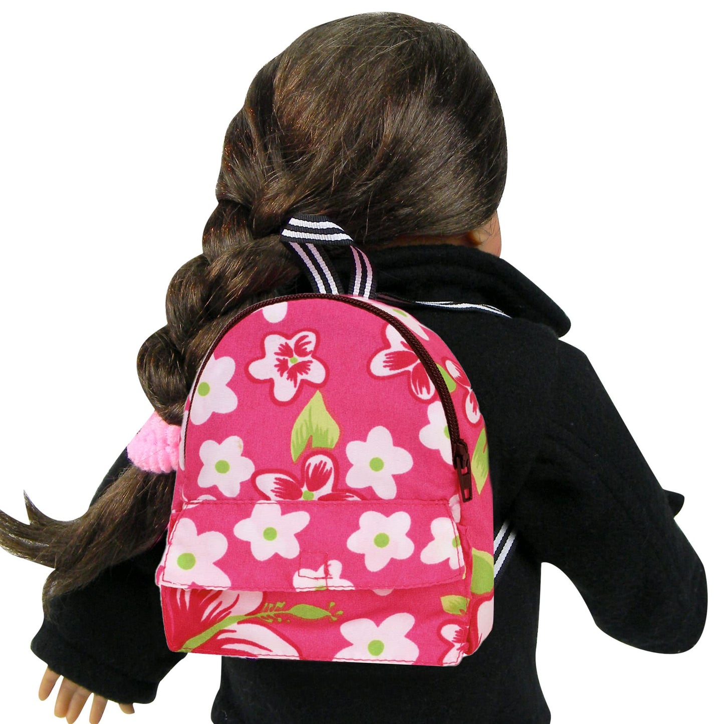 Sophia's 18" Doll Flower Print Nylon Backpack with Zipper and Front Pocket