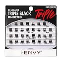 iENVY False Eyelashes Triple Black Knotted Individual Trio Lashes 3X Volume Reusable Eyelash Clusters (S/M)