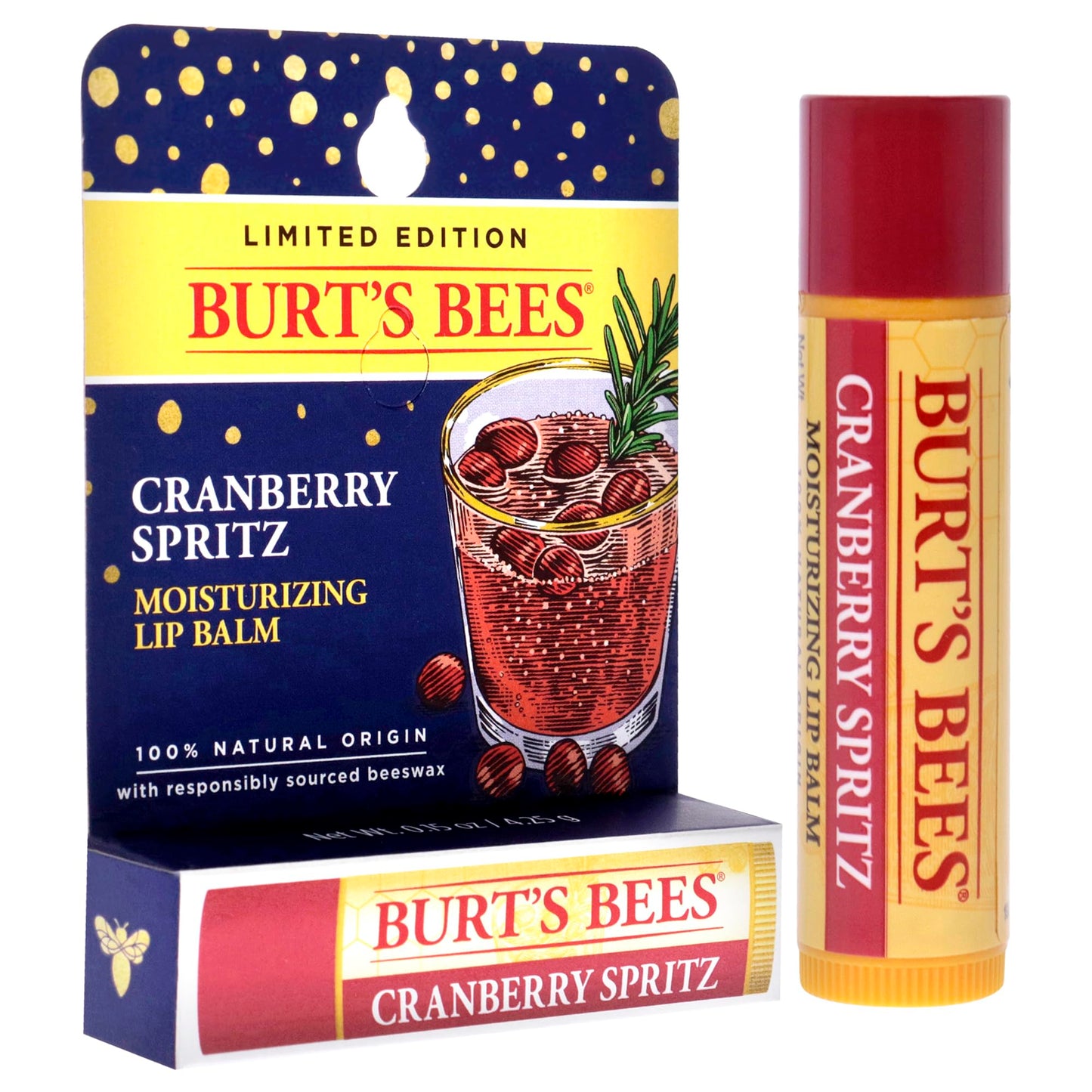 Cramberry Spritz Moisturizing Lip Balm by Burts Bees for Unisex - 0.15 oz Lip Balm